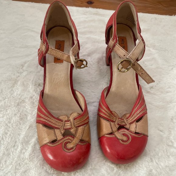 Miz Mooz Shoes - Miz Mooz Size 6.5 Leather high heel red with ankle strap
